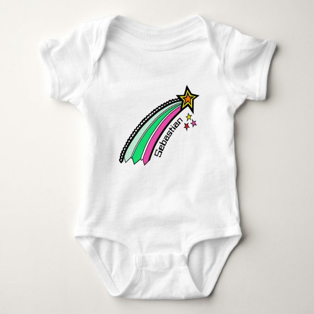 Personalisiert Shooting Star Space Baby Bodysuit Baby Strampler (Vorderseite)