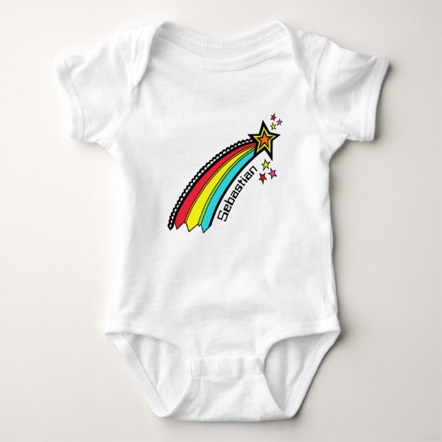 Personalisiert Shooting Star Space Baby Bodysuit Baby Strampler (Vorderseite)