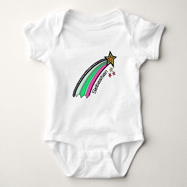 Personalisiert Shooting Star Space Baby Bodysuit Strampler (Vorderseite)