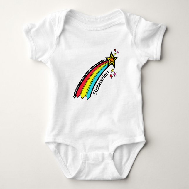 Personalisiert Shooting Star Space Baby Bodysuit Strampler (Vorderseite)