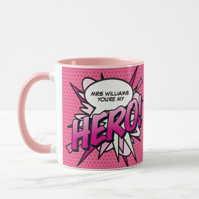 Personalisiert Sie sind mein HERO Comic Buch Pop K Tasse (Links)