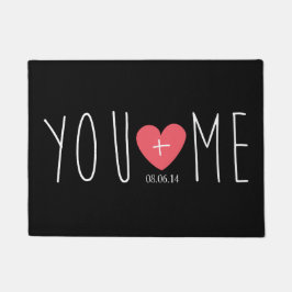 Personalisiert Sie und ich Herz mit Hochzeitstag Fußmatte