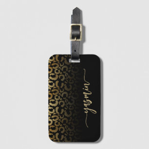 Personalisiert Signature Black Gold Leopard Spots Gepäckanhänger