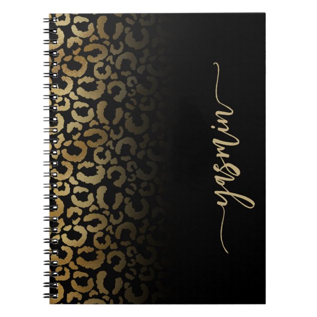 Personalisiert Signature Black Gold Leopard Spots Notizblock (Vorderseite)