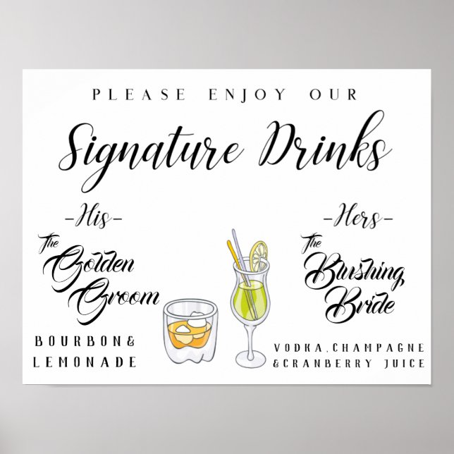 Personalisiert Signature Drink-Zeichen Poster (Vorne)