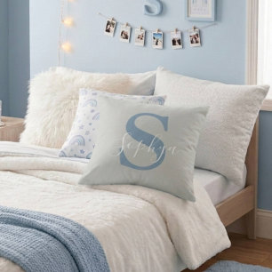 Personalisiert Simple Blue Monogram Kissen