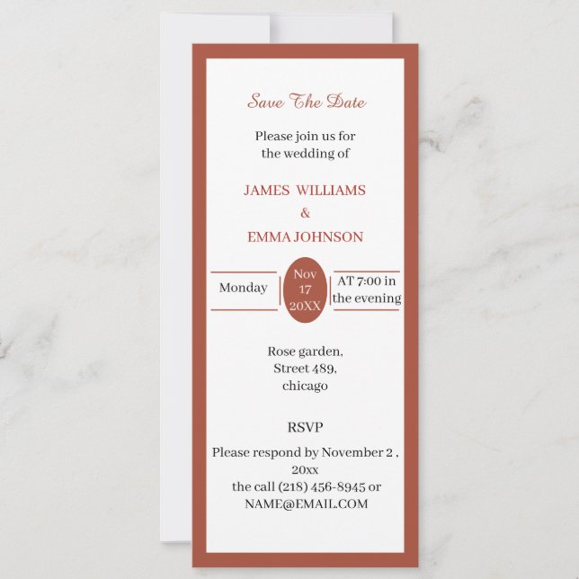 Personalisiert Simple Brown Save the Date Einladung (Vorderseite)