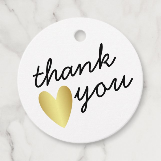 Personalisiert Simple Dankeschön Gold Heart Geschenkanhänger (Vorderseite)