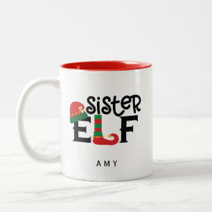 Personalisiert Sister Elf Zweifarbige Tasse
