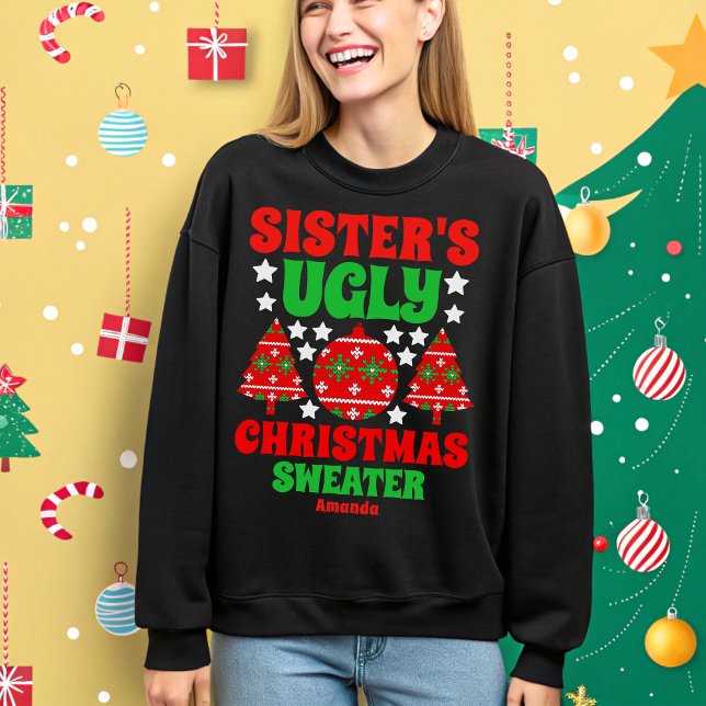 Personalisiert Sisters hässlicher Weihnachtssüßer Sweatshirt (Von Creator hochgeladen)