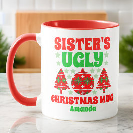 Personalisiert Sisters hässlicher Weihnachtssüßer Tasse
