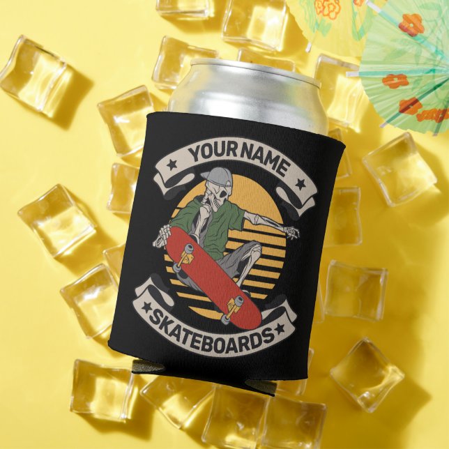 Personalisiert Skateboard Nose Grab Skeleton Skate Dosenkühler (In Situ Sommer)