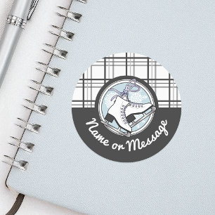 Personalisiert-Skaten mit moderner Tartan-Abbildun Runder Aufkleber