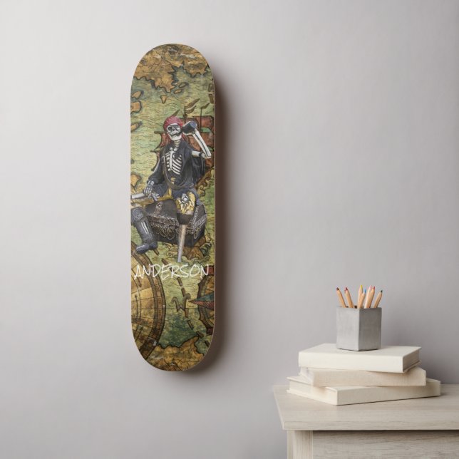 Personalisiert SKELETON PIRATE HERO Skateboard (Wandkunst)