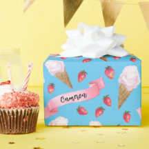 Personalisiert Sky Blue Strawberry Ice Creme Cone
