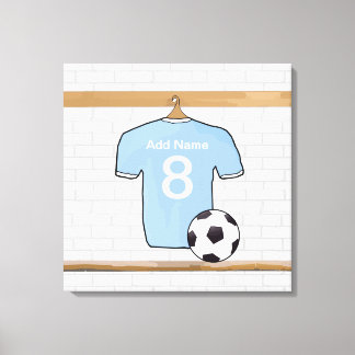 Personalisiert Sky Blue White Football Soccer Jers Leinwanddruck