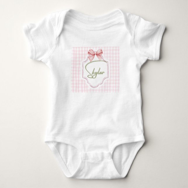 Personalisiert Skylar Baby Girl Kinderzimmer Bow&G Baby Strampler (Vorderseite)