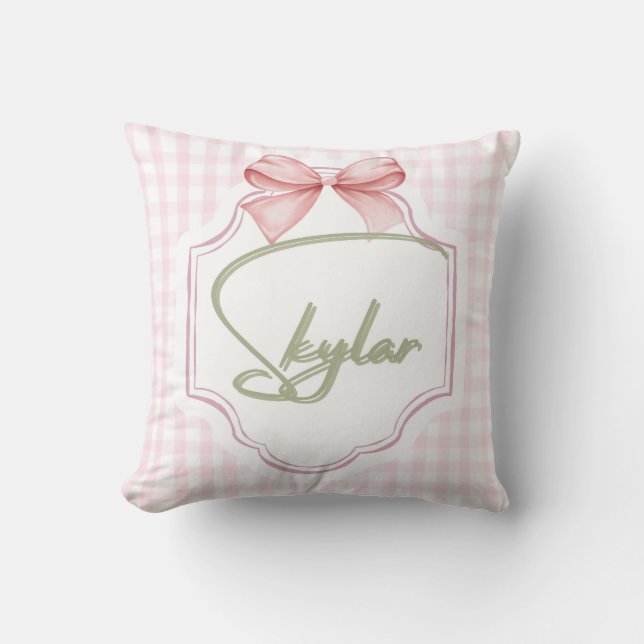 Personalisiert Skylar Baby Girl Kinderzimmer Bow&G Kissen (Vorderseite)