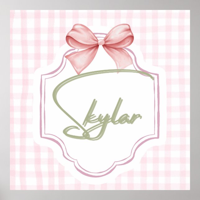 Personalisiert Skylar Baby Girl Kinderzimmer Bow&G Poster (Vorne)