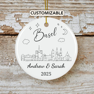 Personalisiert Skyline Basel Ornament, Schweiz Keramik Ornament