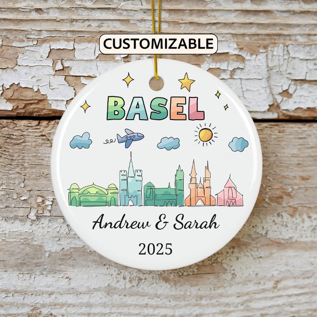 Personalisiert Skyline Basel Ornament, Schweiz Keramik Ornament (Von Creator hochgeladen)