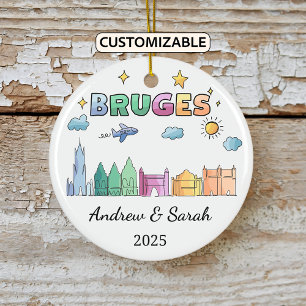 Personalisiert Skyline Brügge Ornament, Belgien Keramik Ornament
