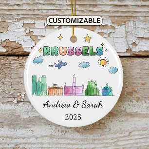 Personalisiert Skyline Brussels Ornament, Belgien Keramik Ornament