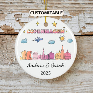 Personalisiert Skyline Copenhagen Ornament, Dänema Keramik Ornament