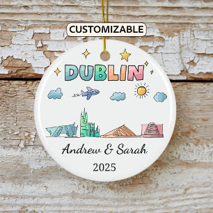 Personalisiert Skyline Dublin Ornament, Irland Keramik Ornament