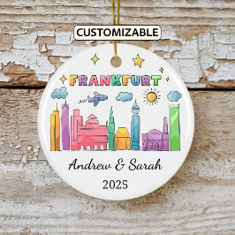 Personalisiert Skyline Frankfurt Ornament, Deutsch Keramik Ornament