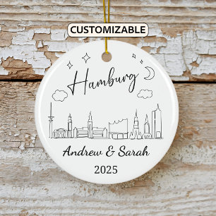 Personalisiert Skyline Hamburg Ornament, Deutschla Keramik Ornament