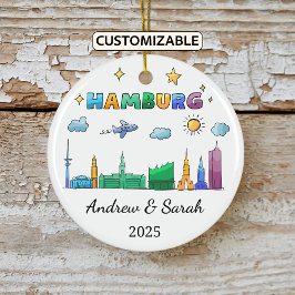 Personalisiert Skyline Hamburg Ornament, Deutschla Keramik Ornament