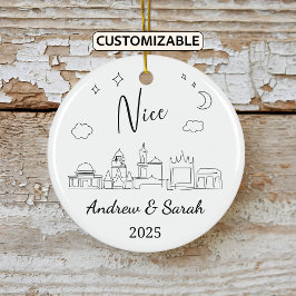 Personalisiert Skyline Nice Ornament, Frankreich Keramik Ornament