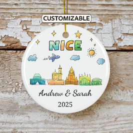Personalisiert Skyline Nice Ornament, Frankreich Keramik Ornament