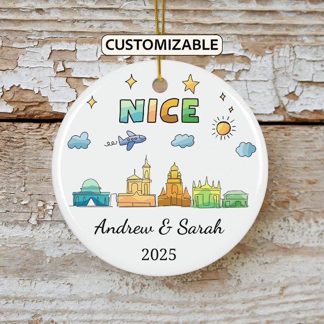 Personalisiert Skyline Nice Ornament, Frankreich Keramik Ornament (Von Creator hochgeladen)