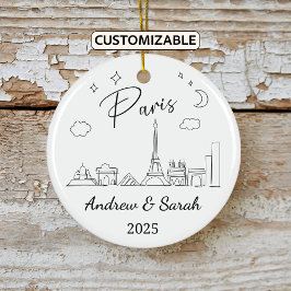 Personalisiert Skyline Paris Ornament, Frankreich Keramik Ornament