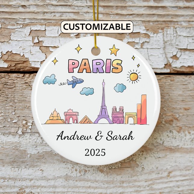 Personalisiert Skyline Paris Ornament, Frankreich Keramik Ornament (Von Creator hochgeladen)