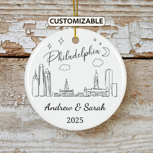 Personalisiert Skyline Philadelphia, Pennsylvania Keramik Ornament