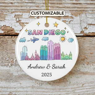 Personalisiert Skyline San Diego, Kalifornien Keramik Ornament