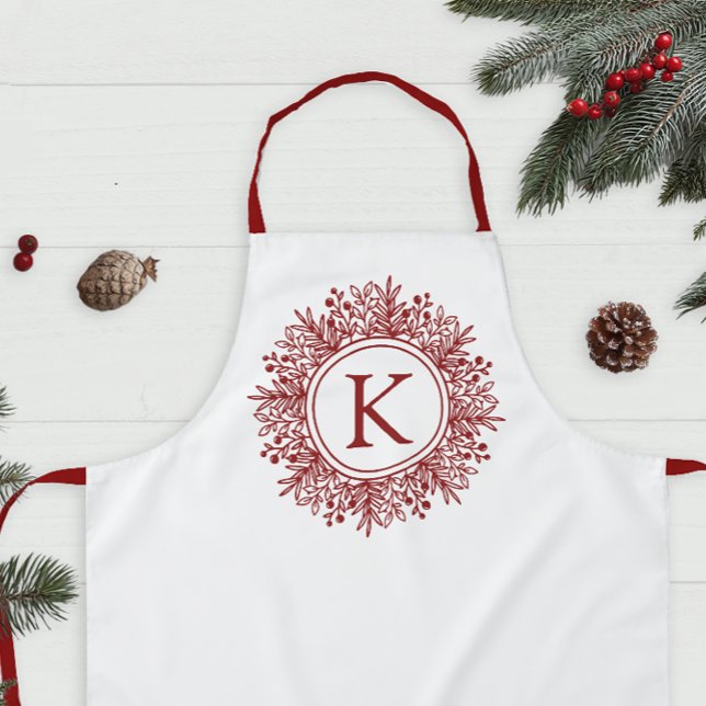 Personalisiert Snowflake Monogram Schürze (Monogrammed Christmas Kitchen Apron for Holiday Baking)
