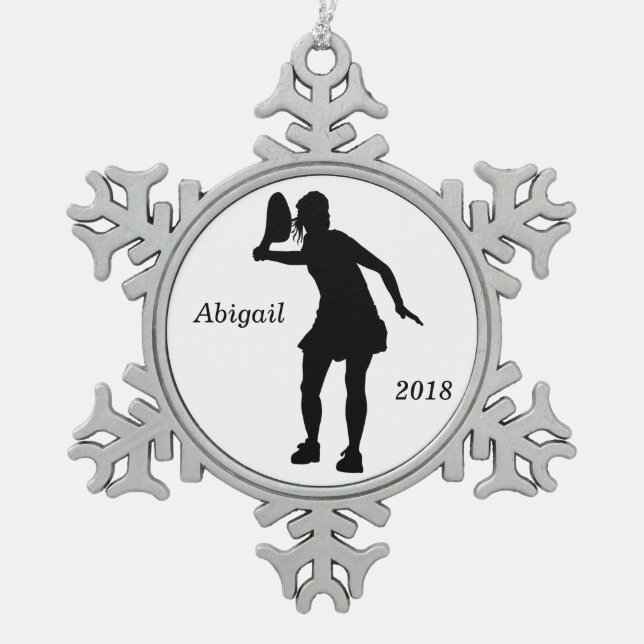 Personalisiert Snowflake Tennis Weihnachtsdekorati Schneeflocken Zinn-Ornament (Vorderseite)