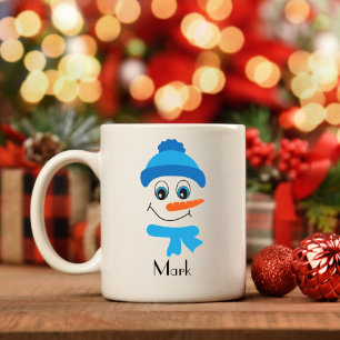 Personalisiert Snowman Blue Hat and Scarf Kaffeetasse