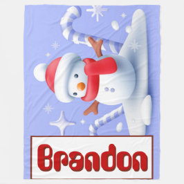 Personalisiert Snowman Candy Cane Blanket Fleecedecke