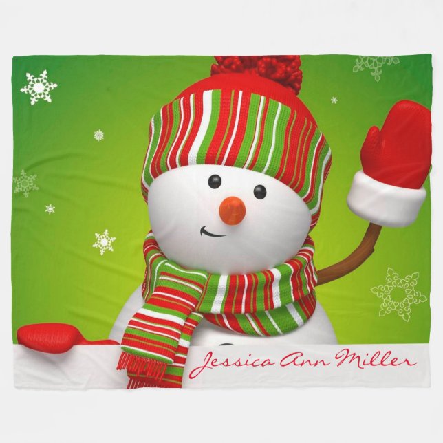 Personalisiert Snowman Fleecedecke (Vorderseite (Horizontal))