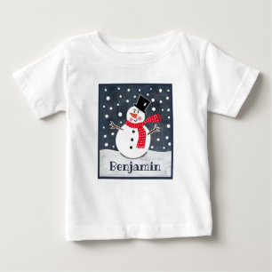 Personalisiert Snowman Weihnachten Baby T-shirt