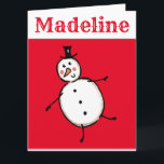 Personalisiert Snowman Weihnachten Karte<br><div class="desc">Diese personalisierte Weihnachtskarte zeigt den Snowman-Charakter der Weihnachtszeit-Crew.</div>