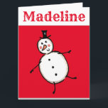 Personalisiert Snowman Weihnachten Karte<br><div class="desc">Diese personalisierte Weihnachtskarte zeigt den Snowman-Charakter der Weihnachtszeit-Crew.</div>