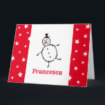 Personalisiert Snowman Weihnachten Karte<br><div class="desc">Diese personalisierte Weihnachtskarte zeigt den Snowman-Charakter der Weihnachtszeit-Crew.</div>