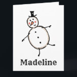 Personalisiert Snowman Weihnachten Karte<br><div class="desc">Diese personalisierte Weihnachtskarte zeigt den Snowman-Charakter der Weihnachtszeit-Crew.</div>