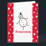Personalisiert Snowman Weihnachten Karte<br><div class="desc">Diese personalisierte Weihnachtskarte zeigt den Snowman-Charakter der Weihnachtszeit-Crew.</div>